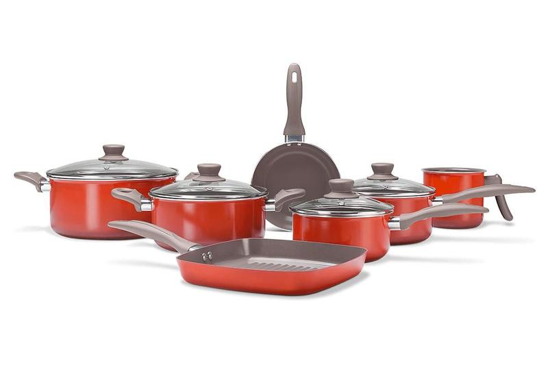 Conj panelas 7pcs cer.life easy laranja brinox - Jogo de Panelas